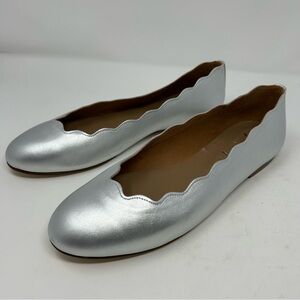 French Sole Jigsaw Silver Metallic Leather Flats Women’s 11‎ NWOT